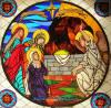 Glasschiebetür der neuen Kreuzkirche im St. Antoniuskloster / Originalfarben Glasschiebetür der neuen Kreuzkirche im St. Antoniuskloster / Originalfarben